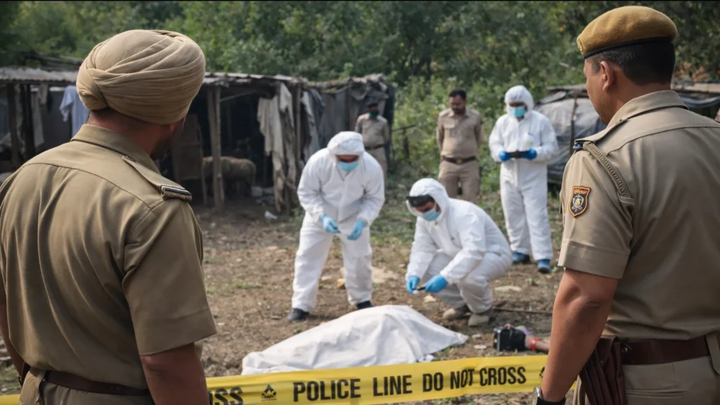 बिलासपुर के मल्होट में भेड़ पालक की हत्या, कुल्हाड़ी से वार हिमाचल प्रदेश के बिलासपुर जिले के मल्होट गांव में भेड़ पालक की हत्या के बाद जांच करती पुलिस और फोरेंसिक टीम।