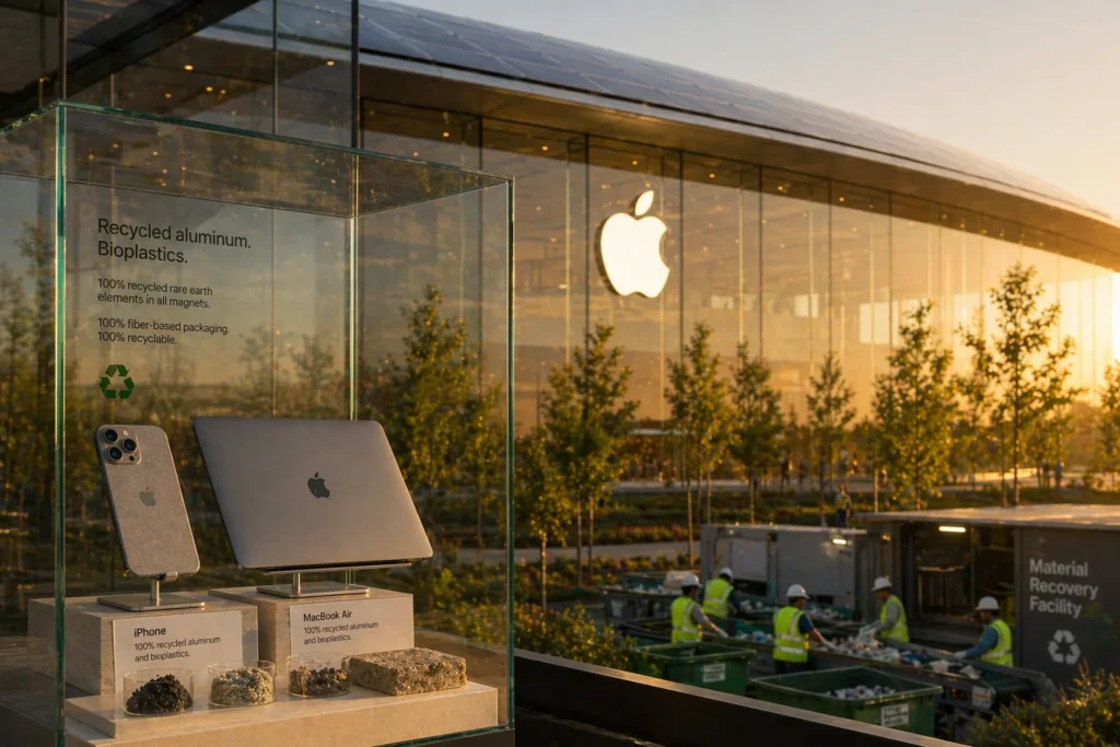 apple 2025 sustainability 30 percent recycled materials report